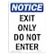 Signmission OSHA Notice Sign, 14" Height, Rigid Plastic, Exit Only Do Not Enter Sign, Portrait OS-NS-P-1014-V-12225 - alternate 1